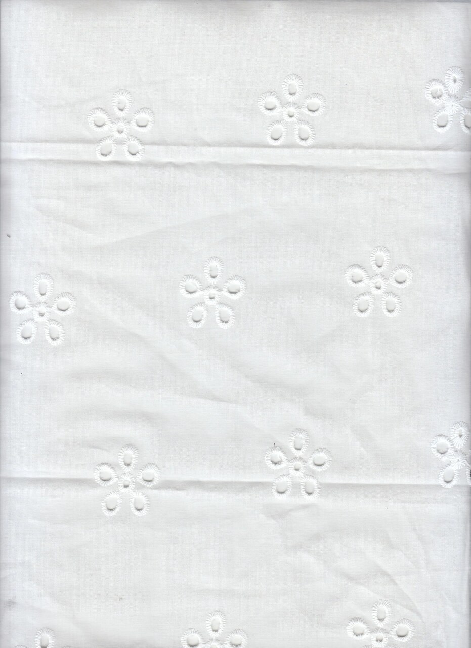 1 Yard Embroidery Flower Cotton Lawn Eyelet Fabric, 58/59″ Wide 100% Cotton